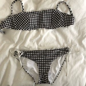 Abercrombie Black Gingham Printed Bathing Suit